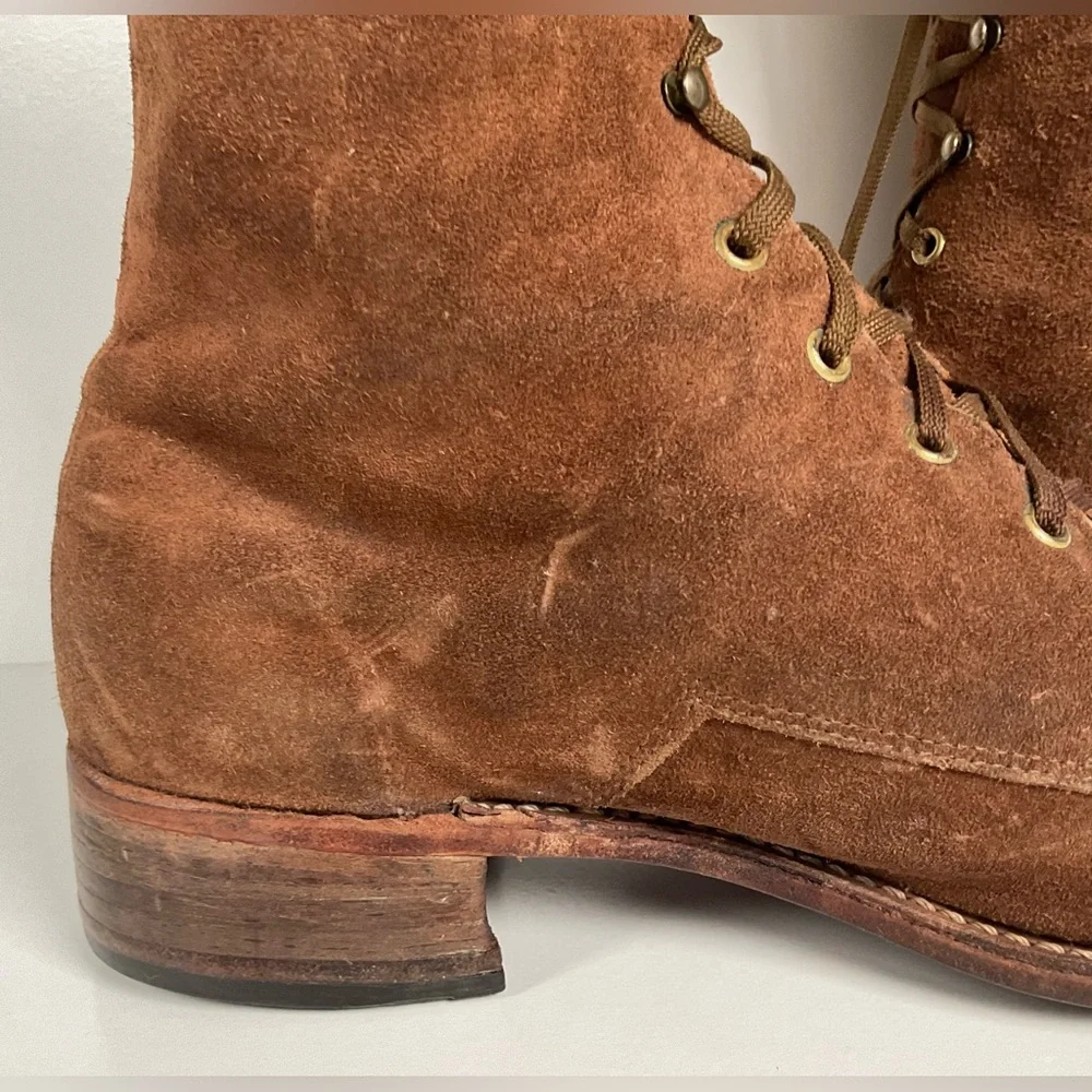 Vintage Tall Suede Lace Up Boots | USA Made | 1960s | Men’s 12 D